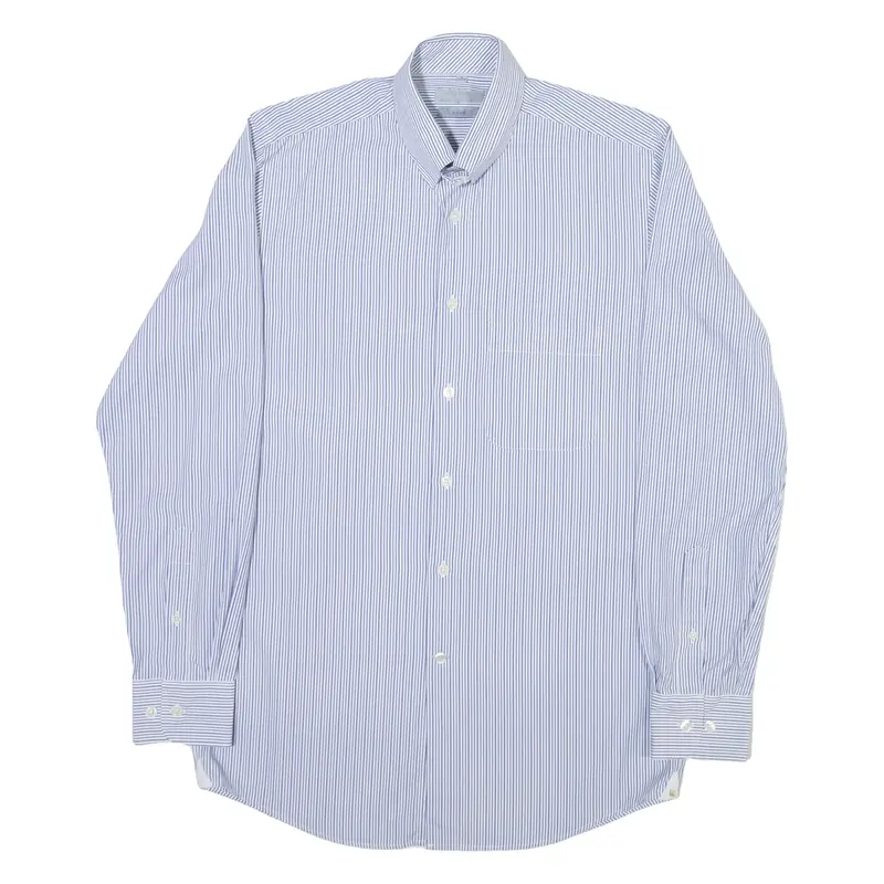 MADDISON Mens Shirt Blue Striped Long Sleeve S