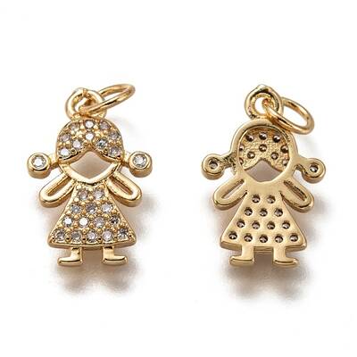 Brass Micro Pave Clear Cubic Zirconia Pendants