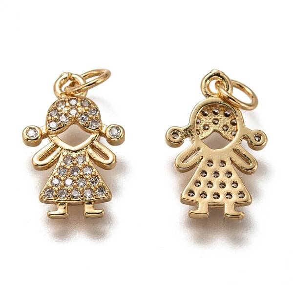 Brass Micro Pave Clear Cubic Zirconia Pendants