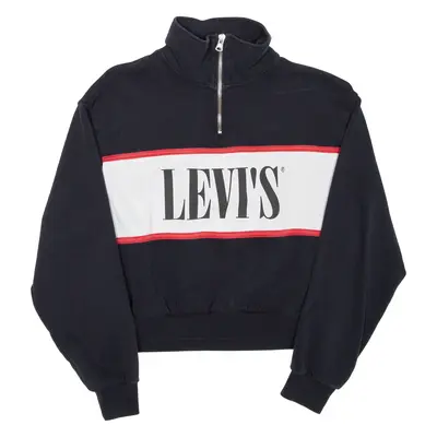 LEVI'S Cropped Womens Sweatshirt Black 1/4 Zip XXS
