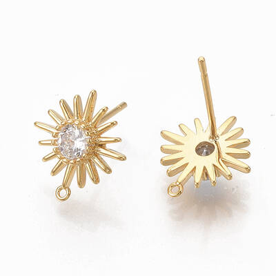 Brass Clear Cubic Zirconia Stud Earring Findings