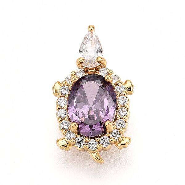 Brass Micro Pave Cubic Zirconia Pendants