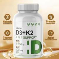 Supplement Vitamin D3K2, 250 Veggie Softgels, 2 in 1 (5000 IU D3+100mcg K2 MK7) | Healthy Bones, Teeth, Heart, Immune System ...