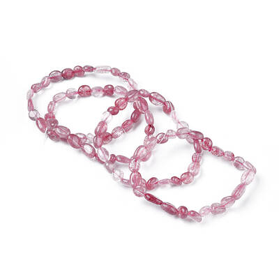 Natural Strawberry Quartz Bead Stretch Bracelets