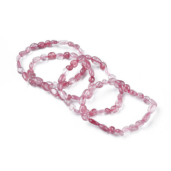 Natural Strawberry Quartz Bead Stretch Bracelets
