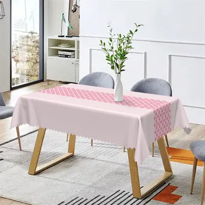 Cute Light Pink Argyle Pattern Rectangle Tablecloth - Aperturee