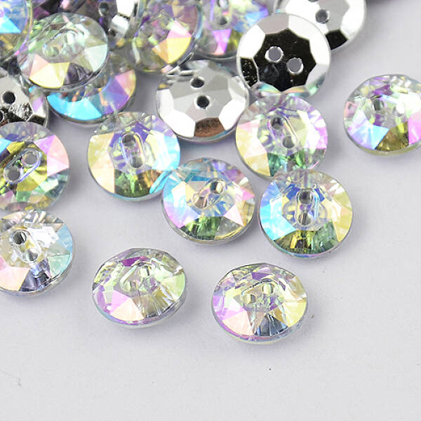 2-Hole Taiwan Acrylic Rhinestone Flat Round Buttons