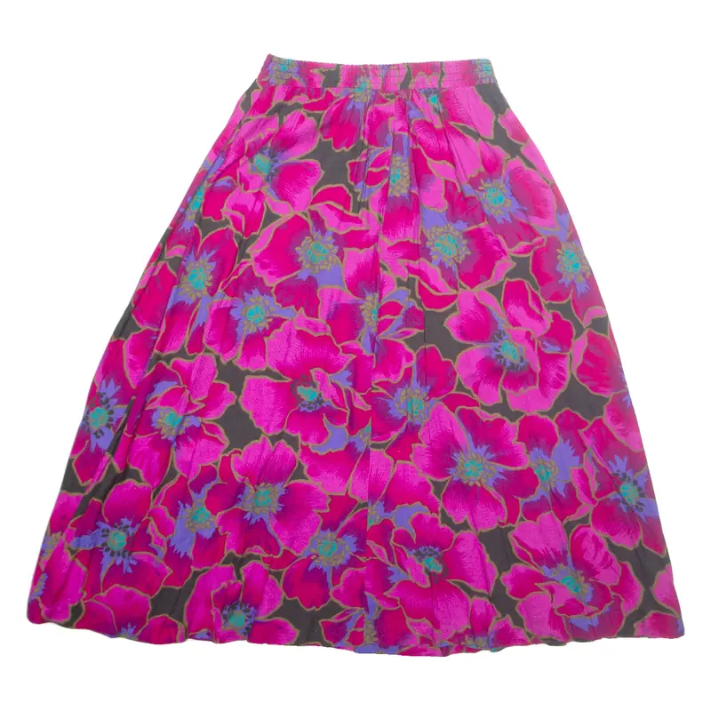 Womens A-Line Skirt Pink Midi Floral XS