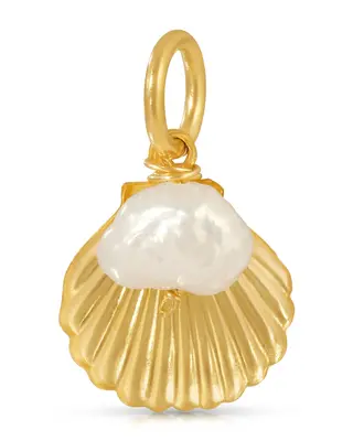Shell Pearl Charm | Metal Color: Silver