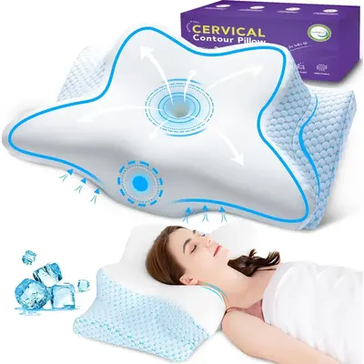 ăSummer PickăCervical Cooling Pillow for Neck Support - Adjustable Ergonomic Memory Foam Pillow for Sleeping, Contour Bed...
