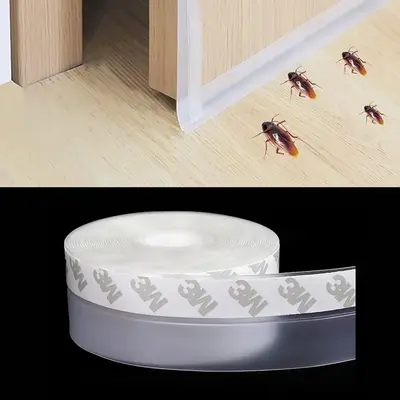 16FT Silicone Seal Strip, Door Draft Stopper Silicone Strip Tape (Transparent,45MM/25MM)