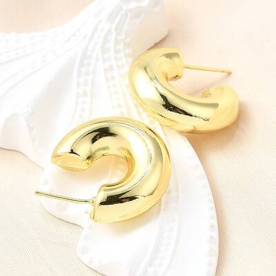 Rack Plating Brass C-shape Stud Earrings