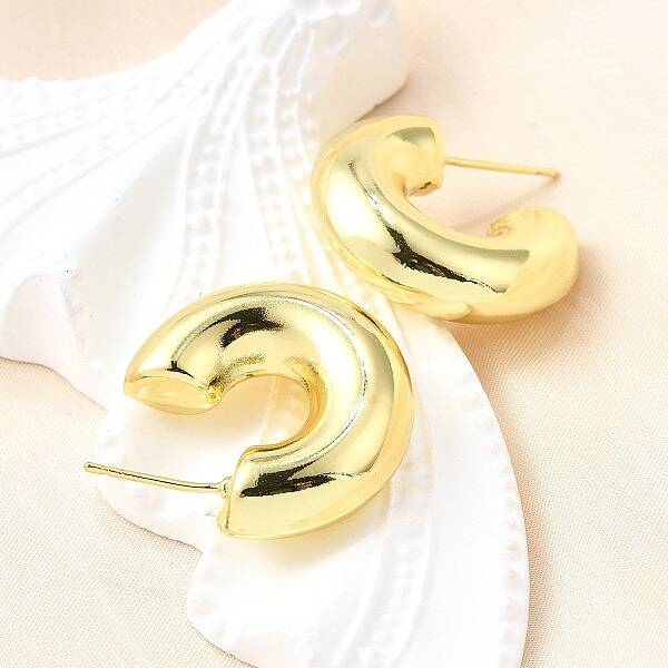 Rack Plating Brass C-shape Stud Earrings