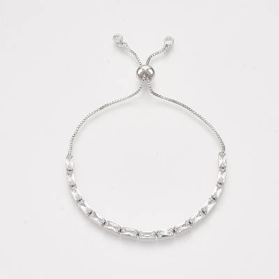 Adjustable Brass Cubic Zirconia Slider Bracelets