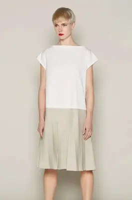 Brigit Dress (White & Beige) | size: XL