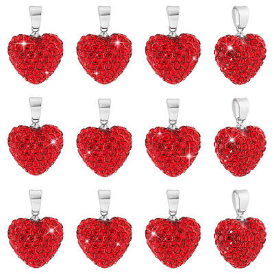 12Pcs Polymer Clay Rhinestone Pendants
