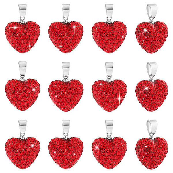 12Pcs Polymer Clay Rhinestone Pendants
