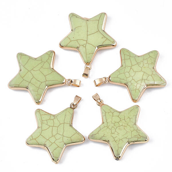 Electroplate Synthetic Turquoise Pendants