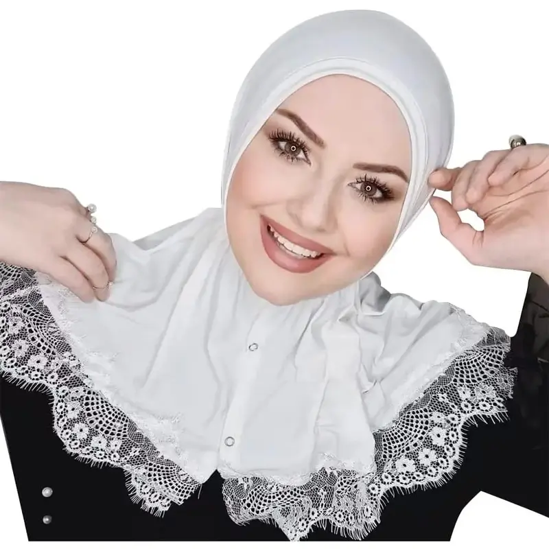 Hijab with Lace Muslim Hijab for Women Islamic Headscarf Fashion Hijab Scarf Shawl Arabian Head Wrap Eid Turban
