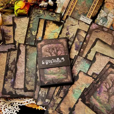 Random Style Vintage Theme Decorative Craft Paper, 50 Sheets DIY Writable Decoration Paper, Suitable for DIY Crafts, Scrapbo...