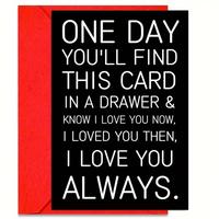 One Day You'll Find Out Lettering Greeting Card with Envelope, 1 Count Creative Lettering Card, Sweet Love Words, Gift Card f...