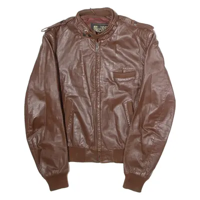 LEATHER LOFT Mens Motorcycle Jacket Brown Leather M