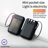 20000/10000mAh Mini Cute 5V2A Fast Charging Multifunctional Solar Panel Power Bank with Ultra-bright LED Lights, Large Capaci...