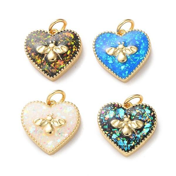 Brass Micro with Sythetic Opal Pendants