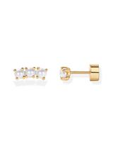 PAVOI 14K Gold Plated Sterling Silver Posts Trinity Pearl Flat Backs Stud Earrings for Women - Earscape Pearl Bar Mini Stud E...