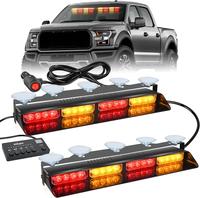 Nilight 32LED Amber Red Emergency Dash Strobe Lights with Controller Suction Cups Warning Hazard Interior Front/Rear Windshie...