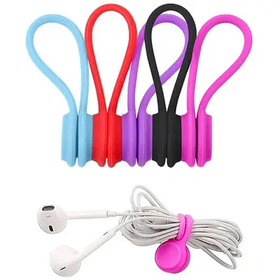 Random Color Magnetic Portable Charger Cable Winder, Convenient & Easy to Use Phone Charger Cable Earphone Cable Organizer, D...