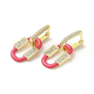 Oval Real 18K Gold Plated Brass Dangle Hoop Earrings