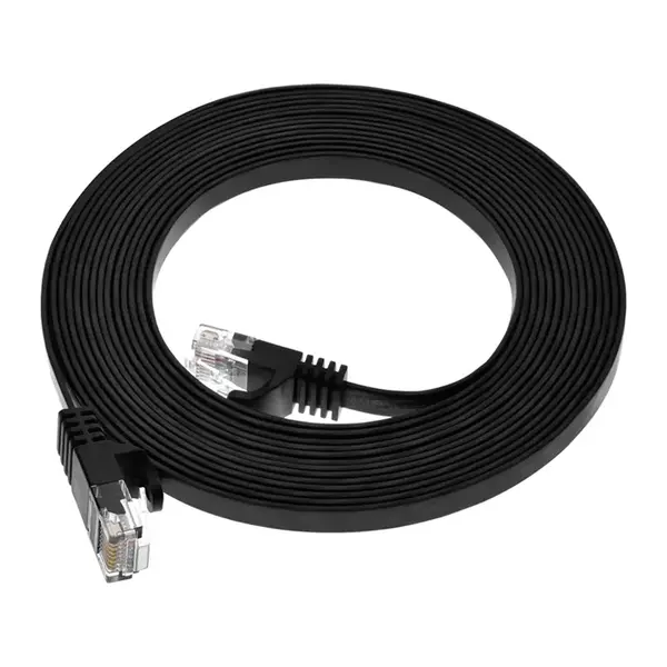 40886 Monoprice Cat6 Ethernet Patch Cable FLEXboot Flat Snagless RJ45 550MHz UTP Pure Bare Copper 30AWG 14ft Black