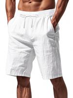 Men's Solid Color Linen Shorts, Regular Fit Casual Comfy Shorts for Summer, Men's Bottoms for Daily Wear, Loungewear, Menswea...