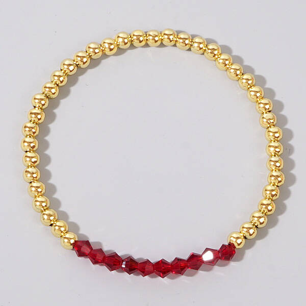 Colorful Birthstone Faceted Bicone & Brass Beaded Stretch Bracelets for Women