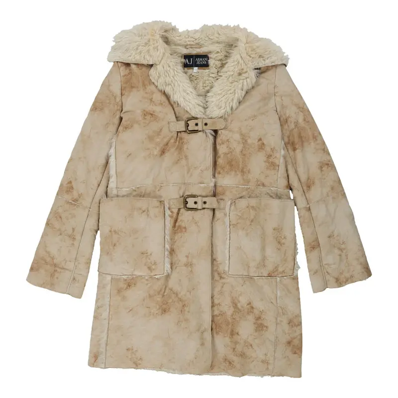 Armani Jeans Suede Jacket - Small Beige Leather | Size: small