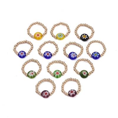 Daisy Knit Brass Beaded Ring Set for Best Friend Gift Vacation Vibe