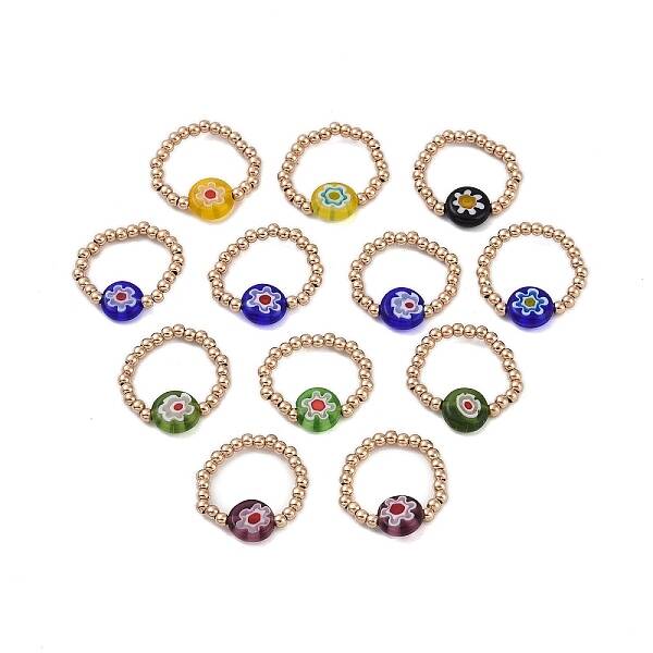 Daisy Knit Brass Beaded Ring Set for Best Friend Gift Vacation Vibe