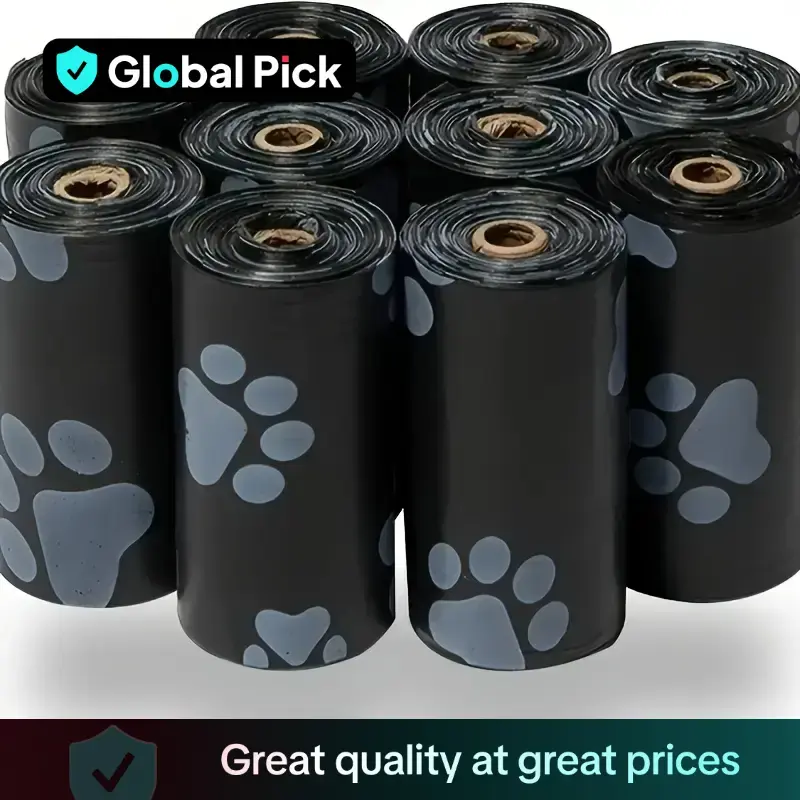 Dog Poop Bag, 5 Rolls/75pcs Leak Proof Dog Poop Bag with Paw Print Design, Pet Waste Bag, Pet Cleaning Supplies for Outdoor W...