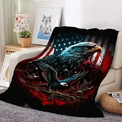 Eagle Pattern Soft Blanket, Anti-shrink Portable Warm Soft Throw, Halloween Decor Nap Blanket for Home & Office