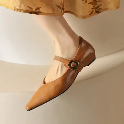 CHIKO Anik Pointy Toe Block Heels Mary Jane Shoes