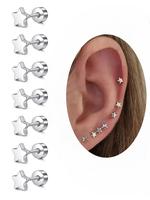 Star Design Earrings, Stainless Steel Cartilage Stud Earrings, Fashion Jewelry for Women & Men, Trendy All-match & Exquisite ...
