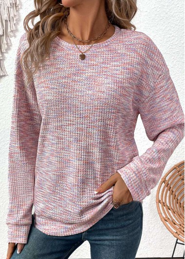 Modlily Multi Color Long Sleeve Round Neck Sweatshirt - L