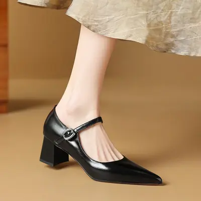 CHIKO Alicja Pointy Toe Block Heels Mary Jane Shoes