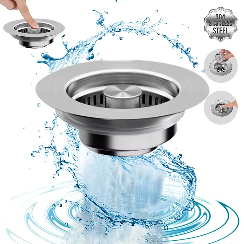[SUPAFA] All Metal 3in1 Kitchen Sink Drain Strainer and Stopper Combo with SUS304 Basket Strainer