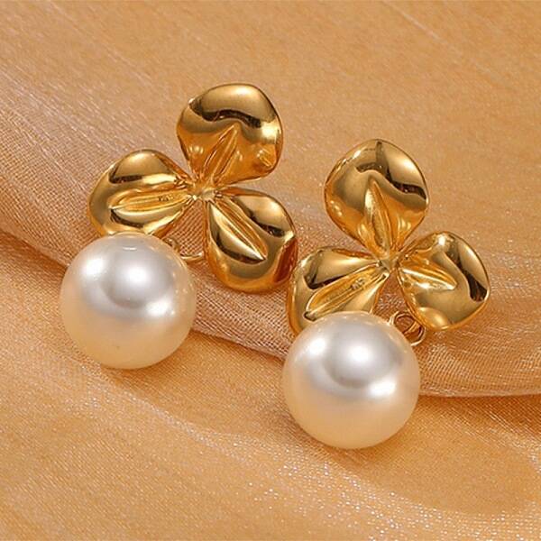 304 Stainless Steel ABS pearl Stud Earrings