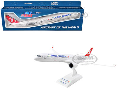 Airbus A350-900 Commercial Aircraft Turkish Airlines (TC-LGJ) White with Red Tail (Snap-Fit) 1/200 Plastic Model by Skymarks
