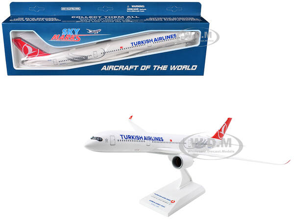 Airbus A350-900 Commercial Aircraft Turkish Airlines (TC-LGJ) White with Red Tail (Snap-Fit) 1/200 Plastic Model by Skymarks
