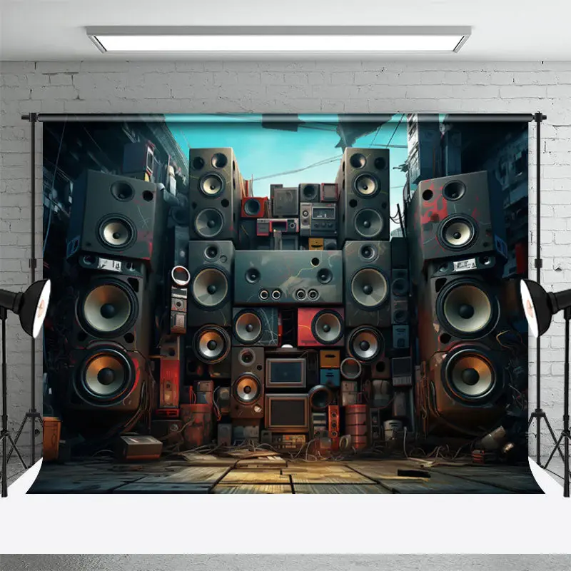 Various Audio System Scene Rock Photography Backdrop - Aperturee