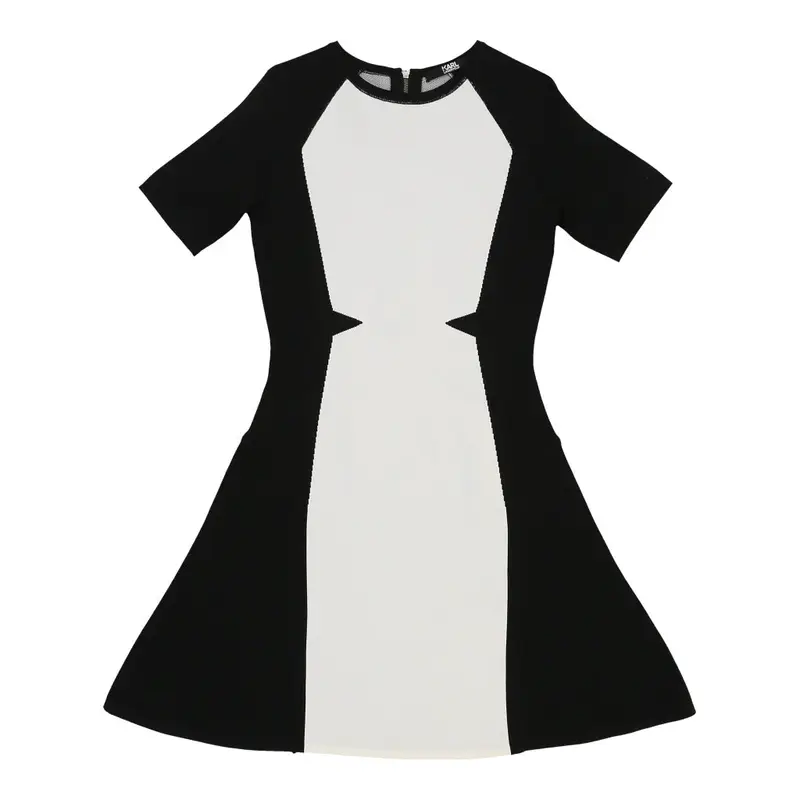 Karl Lagerfeld Midi A-Line Dress - Small Black & White Viscose Blend | Size: small